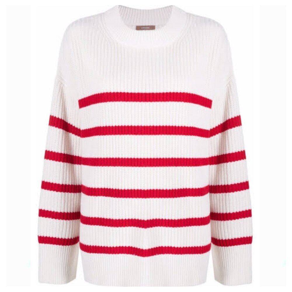12 STOREEZ Oversized Striped Jumper In Red Stripe